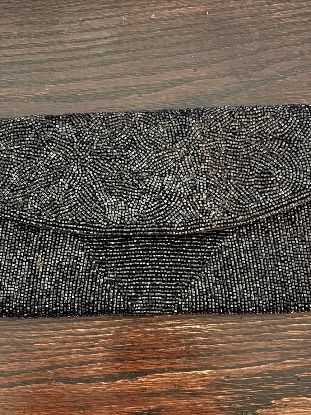 Vintage Schildkraut Black Beaded Clutch - Made in Japan
